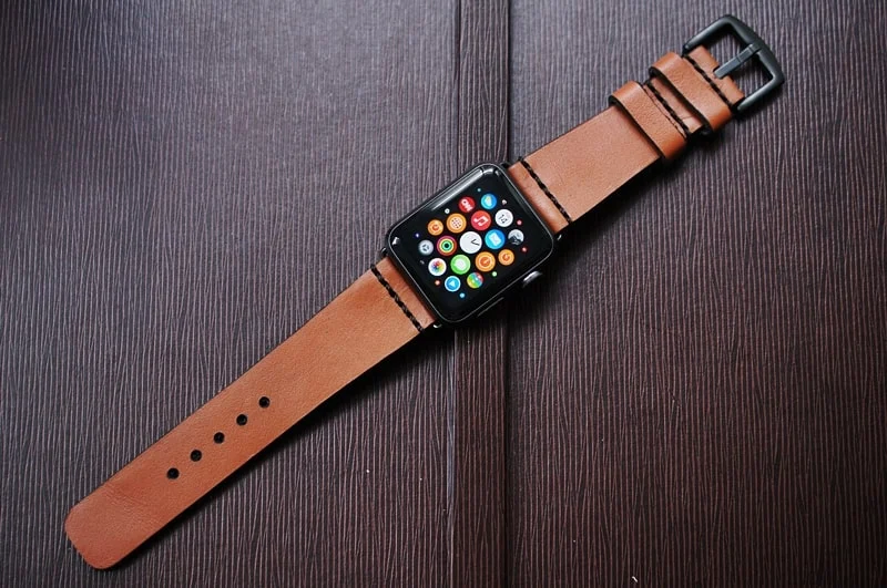 AWBF93-D60 handgefertigt Vintage Leder Uhrenarmband incl. Lugs Adapter für Apple Watch (oder Apple Watch Sport) 42mm oder 38mm – Bild 3